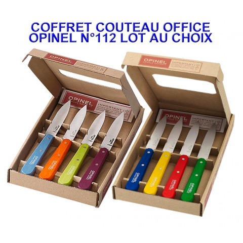 Opinel - Coffret 4 Couteaux Office N112 Panachés Lame Lisse Inox - 1381-946.P