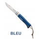 COUTEAU OPINEL N°8 BAROUDEUR AVEC LACET CUIR MANCHE CHARME COULEUR AU CHOIX