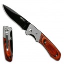 COUTEAU MTECH / MANCHE BOIS PAKKA ROUGE 11,1 CM + CLIP/ LAME NOIRE 8.9 CM