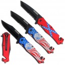 COUTEAU PLIANT TAC FORCE OUVERTURE ASSISTEE DRAPEAU/ MANCHE 12 CM + CLIP