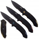 MASTER CUTLERY COUTEAU NOIR / MANCHE 12.5CM + CLIP / LAME NOIRE 9 CM