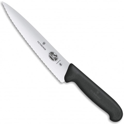 Victorinox - Couteau Decouper 19Cm Noir A Dents - 5.2033.19