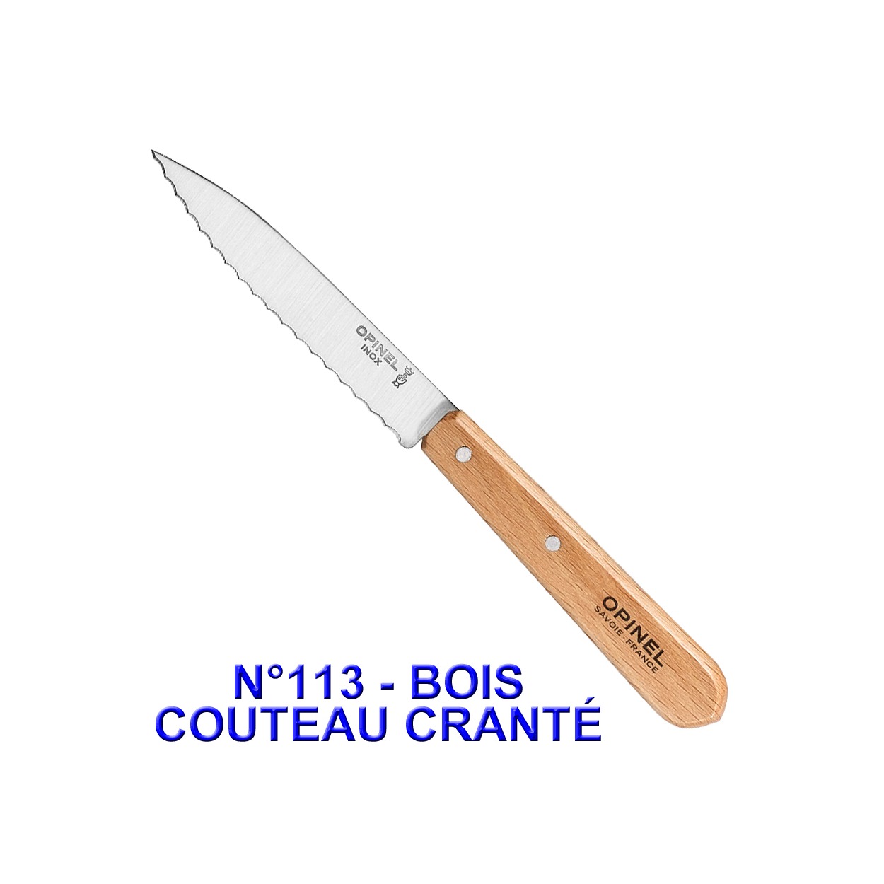 1 COUTEAU OFFICE CRANTE OPINEL N 113 VERT POMME LAME 10 CM INOX