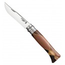COUTEAU OPINEL LUXE N° 8 CHAPERON MANCHE MARQUETERIE LAME INOX POLI